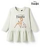 CUCUMBER Sinker Knit Full Sleeves Frock With Bambi Graphic - Green