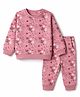 Cucumber Terry Knit Full Sleeves  Co-Ords T-Shirt & Pyjama Night Suit with Tiger & Text Print - Pink