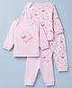 Cucumber Knit Full Sleeves Co-Ords T-Shirt & Pyjama Night Suit with Dancing Duck Print Pack of 2 - Light Pink