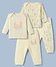Cucumber Knit Full Sleeves Co-Ords T-Shirt & Pyjama Night Suit with Happy Time Print Pack of 2 - Lemon Yellow