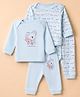 Cucumber Knit Full Sleeves Co-Ords T-Shirt & Pyjama Night Suit with Bear Print Pack of 2 - Blue