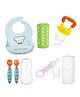 Safe-O-Kid® Infant Daily Use Combo | 1 Silicone Bib, 1 Fruit Feeder, 1 Spoon & Fork Set with 1 Medicine Feeder & 1 Baby Feeding Bottle Cover | BPA-Free Feeding Essentials for Babies  Assorted
