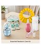 Safe-O-Kid Baby Grooming Care Kit | 1 Nasal Aspirator, 1 Silicone Medicine Feeder, 1 Grooming Set, 1 Baby Cap Mitten Bootie Set & 1 Bath Shampoo Cap | BPA-Free Baby Care Essentials | Assorted