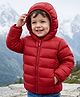 Babyhug Woven Hooded Padded Winter Jacket with Full Sleeves - Red
