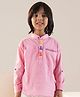 LIL PITAARA Cotton Knit Full Sleeves Giraffe Applique Detailed Kurta Style Shirt - Pink