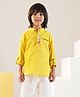 LIL PITAARA Cotton Knit Full Sleeves Solid Kurta Styled Shirt - Yellow
