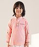 LIL PITAARA Cotton Knit Full Sleeves Elephant Applique Detailed Kurta Style Shirt - Peach
