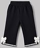Babyoye 100% Cotton Knit Terry Full Length Lounge Pant with Bow Applique in Navy Blue