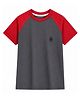 CHILINS 100% Cotton Knit Raglan Sleeves Unique Text Printed Tee - Red & Grey