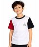 CHILINS Cotton Knit Half Sleeves Dont Quit Text Printed Colour Blocked Tee - White Red & Black