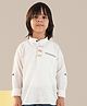 LIL PITAARA Cotton Knit Full Sleeves Car Applique Detailed Kurta Styled Shirt - Off White