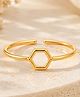 LA BELLE VIE Gold Plated Adjustable Hexagon Ring -Golden