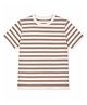 CHILINS Cotton Knit Half Sleeves Striped Tee - White & Beige