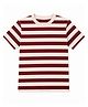 CHILINS Cotton Knit Half Sleeves Striped Tee - Off White & Maroon