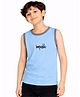 CHILINS Cotton Knit Sleeveless Impossible Text Printed Tee - Blue & Grey