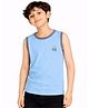 CHILINS Cotton Knit Sleeveless Go Surf Text Printed Tee - Blue & Grey