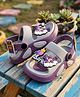 Binos Bear Applique Detailed Slingback Sandals - Grey & Purple