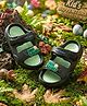 Binos Dinosaurs Text Applique Detailed Slingback Clogs - Black & Green