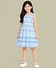 CHILINS Cotton Knit Sleeveless Tie Dye Printed Dress - Sky Blue