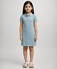 CHILINS Cotton Knit Half Sleeves Textured Dress - Grey