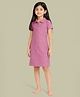 CHILINS Cotton Knit Half Sleeves Textured Dress - Pink