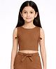 CHILINS Knit Sleeveless Tie Up Detailed Top - Brown
