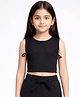 CHILINS Knit Sleeveless Tie Up Detailed Top - Black