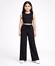 CHILINS Knit Sleeveless Tie Up Detailed Top & Pants Set - Black