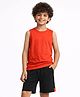 CHILINS Cotton Knit Sleeveless Solid Tee & Shorts Set - Orange & Black
