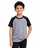 CHILINS Cotton Knit Raglan Sleeves Solid Tee - Grey & Black
