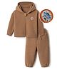 Mark & Mia Fleece Knit Full Sleeves Hooded Winter Wear Suit With Badge - Brown