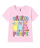 FASHIONOY 100% Cotton Knit Half Sleeves Chillin With My Peeps Text Printed Tee - Pink