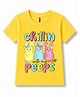 FASHIONOY 100% Cotton Knit Half Sleeves Chillin With My Peeps Text Printed Tee - Yellow