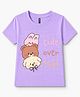 FASHIONOY 100% Cotton Knit Half Sleeves Baby Animals Printed Tee - Lavender