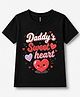 FASHIONOY 100% Cotton Knit Half Sleeves Heart Printed Tee - Black