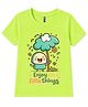 FASHIONOY 100% Cotton Knit Half Sleeves Enjoy The Little Things Text Printed Tee - Neon Green