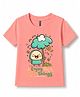 FASHIONOY 100% Cotton Knit Half Sleeves Enjoy The Little Things Text Printed Tee - Peach