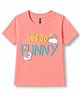 FASHIONOY 100% Cotton Knit Half Sleeves Unicorn & Rainbow Printed Tee - Peach