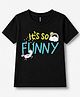 FASHIONOY 100% Cotton Knit Half Sleeves Unicorn & Rainbow Printed Tee - Black