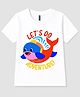 FASHIONOY 100% Cotton Knit Half Sleeves Whale Printed Tee - White