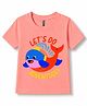 FASHIONOY 100% Cotton Knit Half Sleeves Whale Printed Tee - Peach