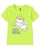 FASHIONOY 100% Cotton Knit Half Sleeves Fairy Cat Printed Tee - Neon Green