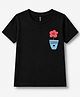 FASHIONOY 100% Cotton Knit Half Sleeves Flower Pot Printed Tee - Black