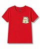FASHIONOY 100% Cotton Knit Half Sleeves Embroidered Dinosaur Printed Tee - Red