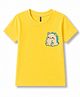 FASHIONOY 100% Cotton Knit Half Sleeves Embroidered Dinosaur Printed Tee - Yellow