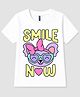 FASHIONOY 100% Cotton Knit Half Sleeves Smile Now Text Printed Tee - White