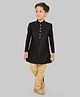ETHNIKS NEURON Cotton Blend Woven Full Sleeves Sequins Embellished Kurta Pyjama Set With Mala - Black