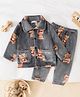 Mark & Mia Full Sleeves Co-Ords Shirt & Pyjama Winter Wear Night Suit with Bear Print - Grey