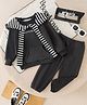 Mark & Mia Full Sleeves Winter Wear Suit With Detachable Hood & Text Print - Charcoal Grey