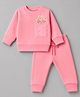 Pepito Fleece Knit Full Sleeves Winter Wear Suit with Floral Embroidery -  Pink